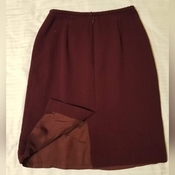 Ann Taylor Vintage 100% Wool Maroon Pencil Skirt - Sz 4 - Picture 2 of 5